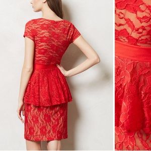 Marc Bouwer for Anthropologie Red Lace Dress